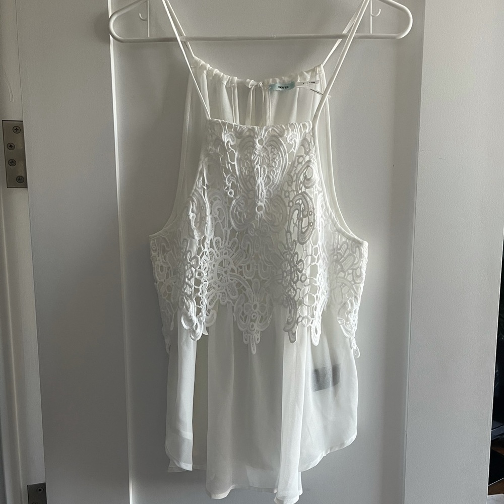 Kimchi blue - white lace and sheer tank S